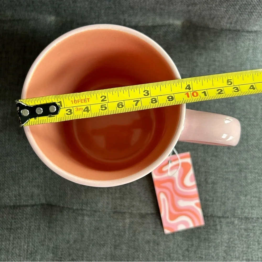 Groovy, Psychedelic Wave Design Coffee Mug, Pink, Orange, Gold Metallic, 20 oz